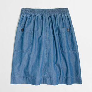 J. Crew Blue Chambray Skirt with Button Pockets